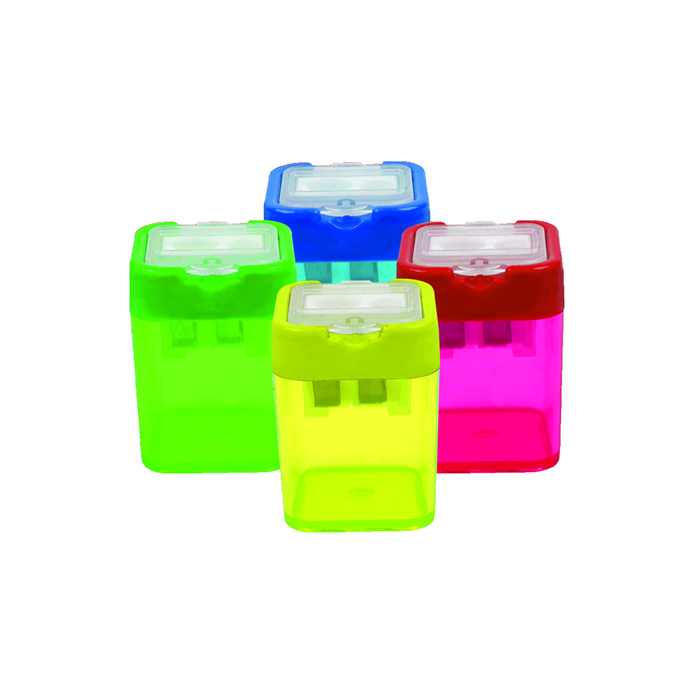 BU-BU KT0007 ŞEFFAF KARE KALEMTIRAŞ ÇİFT DELİKLİ HAZNELİ BU-BU KT0007 ŞEFFAF KARE KALEMTIRAŞ ÇİFT DELİKLİ HAZNELİ