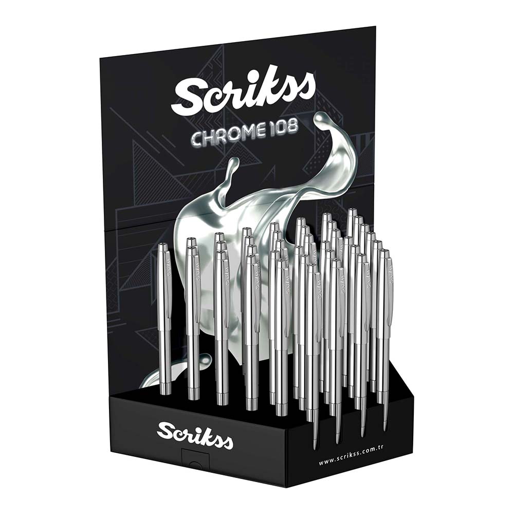 SCRİKSS 108 KROM TÜKENMEZ KALEM 36LI STAND