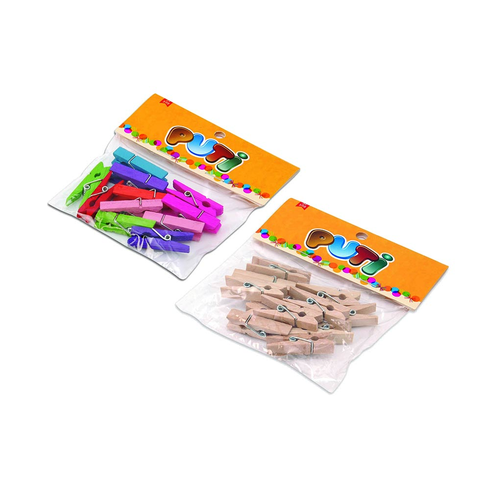 PUTİ 4667 AHŞAP MANDAL RENKLİ 24LÜ